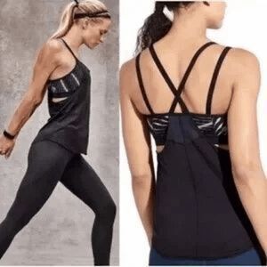New Athleta Waves stealth support tank top workout Sz XS black
